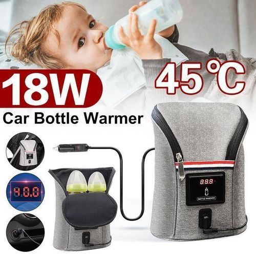 Lightweight Baby Insulate Double Milk Bottle Warmer Bag Car Portable Milk Breastmilk Storage Heater Infant Feeding Bottle Insulated Bag Travel Cover Insulation Thermostat Food Heater For Outdoor