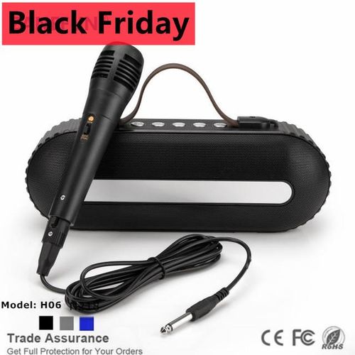 H06 Bluetooth Speaker Sound Box Wireless Speaker Bass Subwoofer Support Fm Radio Aux Tf Usb Microphone Factory Custom Ktv