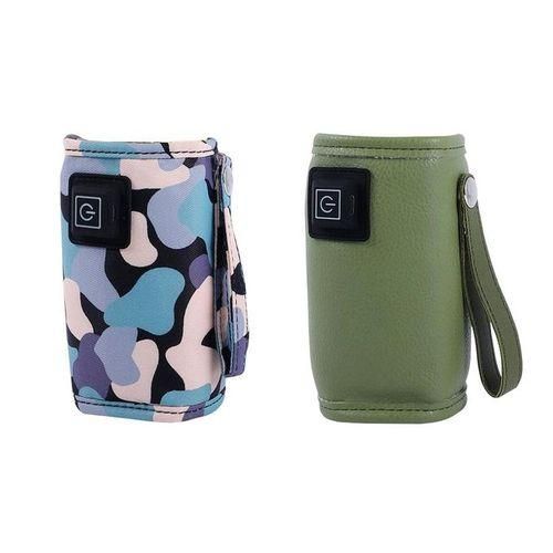 2Pcs Baby Bottle Warmer Infant Milk Bottle Heated Black Green