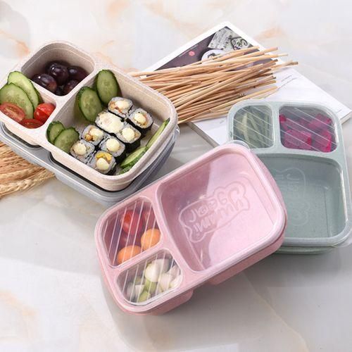 3 Compartments PP Lunch Box Food Storage Container For Kids Adults PicnicPink