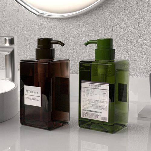 450ml Refillable Bottle Press Pump Shampoo Lotion   ContainerDark Green