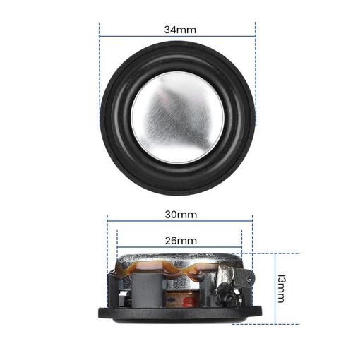 Aiyima 34mm 8 Ohm 2w Full Frequency Mini Speaker Neodymium Magnetic Audio Speaker Aluminum Basin Rubber Edge Loudspeaker 2pcs