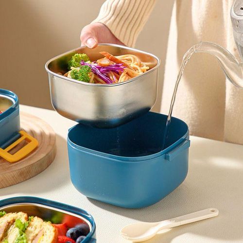 Lunchbox Hot Or Cold Food Storage Snack Box Container For Steel Blue