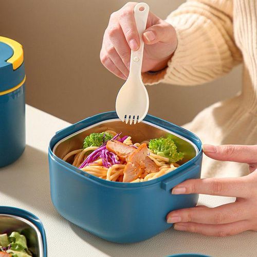Lunchbox Hot Or Cold Food Storage Snack Box Container For Steel Blue