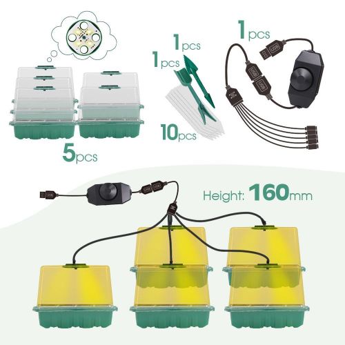 Seeds Starter Germination Box Adjustable 8-4 Beads LED Grow Lights Green Propagation