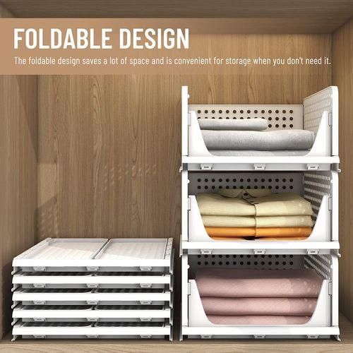 Stackable Plastic Storage Basket Closet Organizer Drawer Shelf Bins 4pack Plastic