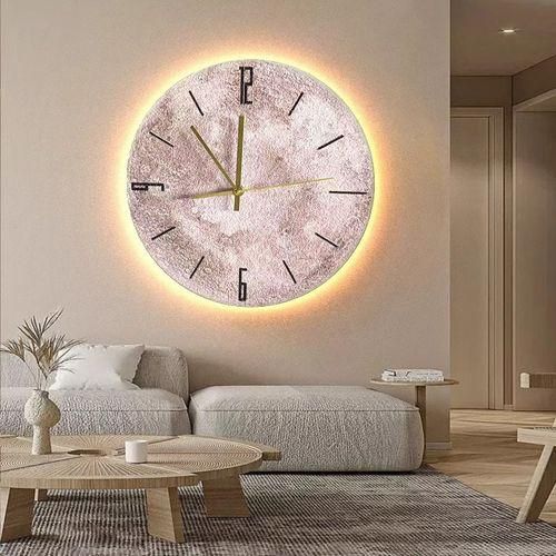 2024 New Sandstone Creative Moon Clock Living Room TV Background Wall Decoration Moon Silent Wall Clock Bedroom Atmosphere Light