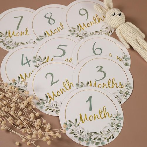 13Pcs round-shaped-water drop-shaped flash memory card, baby paper material milestone, newborns of photo accessories, personalized gifts for babies