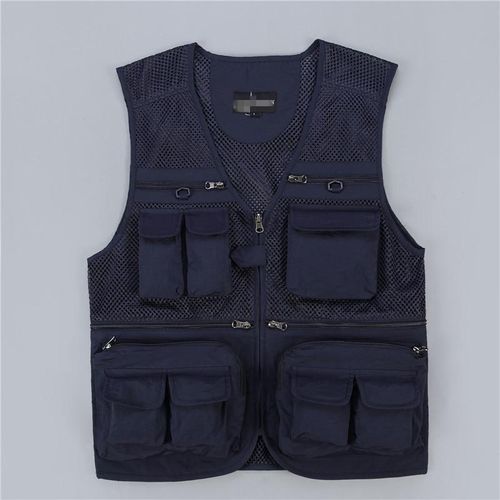 Men'sCoat Photographer Waistcoat Mesh Work Sleeveless Jacket Tool Pocket Vests