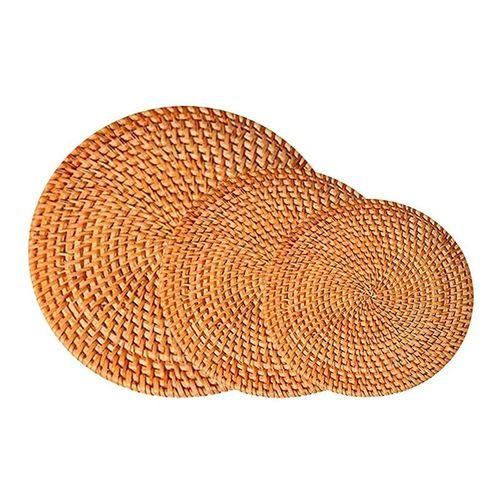 915 Generation Round Braided Rattan Tablemats Rattan Coasters Natural Heat