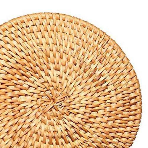915 Generation Round Braided Rattan Tablemats Rattan Coasters Natural Heat