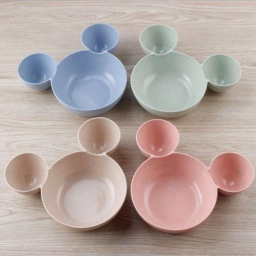 Split Child Plate Cute Tableware Breakfast Wheat Straw