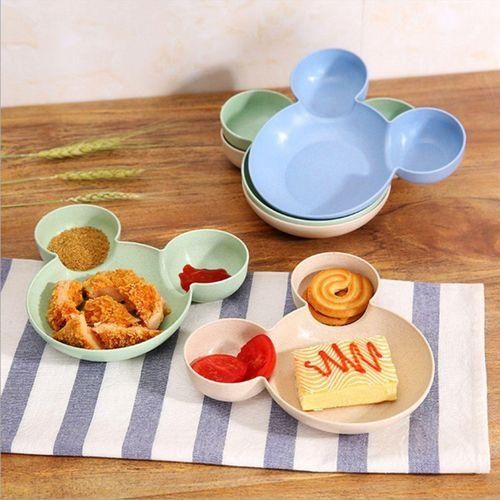 Split Child Plate Cute Tableware Breakfast Wheat Straw
