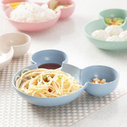 Split Child Plate Cute Tableware Breakfast Wheat Straw