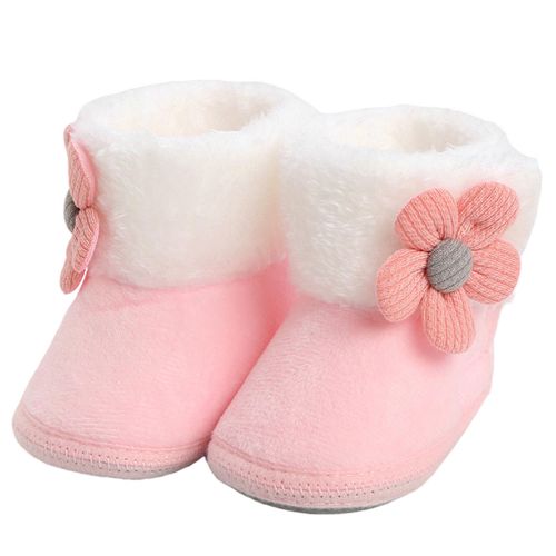 Baby Soft Sole Winter Shoes Baby Casual Solid Color Walking Shoes Gift for Baby Shower First Birthday,Pink,14 Yards NO5115
