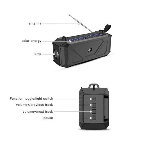 Solar Bluetooth Speaker Portable Bluetooth 5.0 Stereo Speaker 6-Hour Playtime Shockproof Waterproof For Outdoors Sports