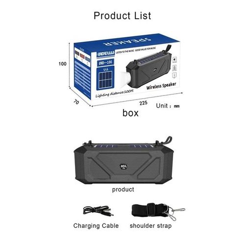 Solar Bluetooth Speaker Portable Bluetooth 5.0 Stereo Speaker 6-Hour Playtime Shockproof Waterproof For Outdoors Sports
