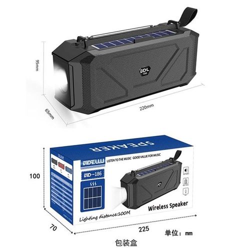 Solar Bluetooth Speaker Portable Bluetooth 5.0 Stereo Speaker 6-Hour Playtime Shockproof Waterproof For Outdoors Sports
