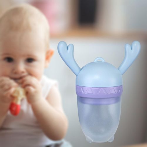 Cute Baby Fruit Food Feeder Pacifier Fresh Food Fruit Sucker 6-9 blue