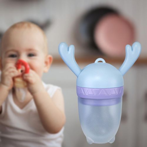 Cute Baby Fruit Food Feeder Pacifier Fresh Food Fruit Sucker 6-9 blue