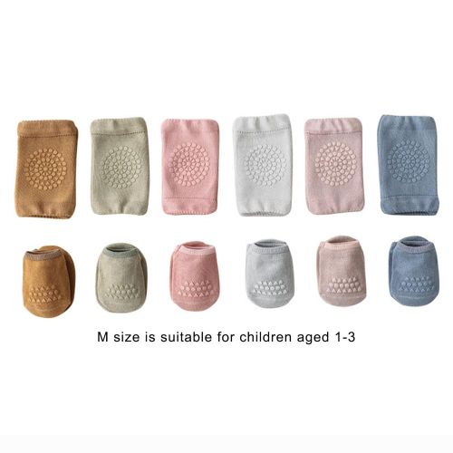 Baby Crawling Knee Pads and Socks with Grips Anti-Slip Knee Protector for Baby Boy Girls Learn to Walk NO5278