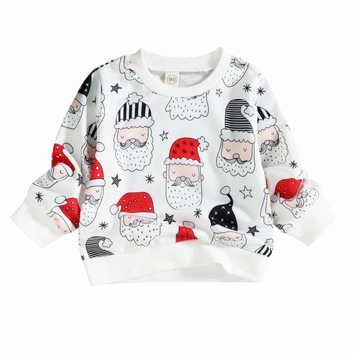 Children Long Sleeve Print Outfit Warm and Exquisite Workmanship Gift for Christmas Birthday New Year,White,90cm NO5112