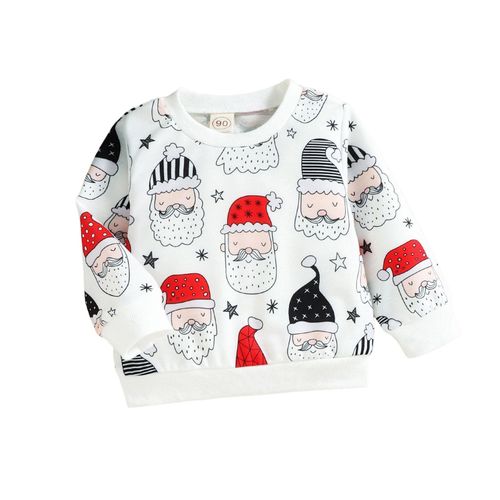Children Long Sleeve Print Outfit Warm and Exquisite Workmanship Gift for Christmas Birthday New Year,White,90cm NO5112