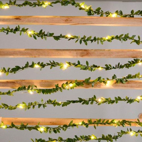 2/3/5/10M Artificial Green Leaf String Lights  Operated Fairy Light Hanging Tiny Leaf Plants Garland Lamp For Xmas Party