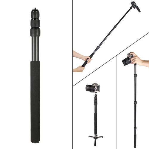 Protable Compact Lightweight Extendable Mini 2in1 Zoom Microphone Boom Pole Camera Monopod Padded Handle   Twist Lock 3 Sections NO5116