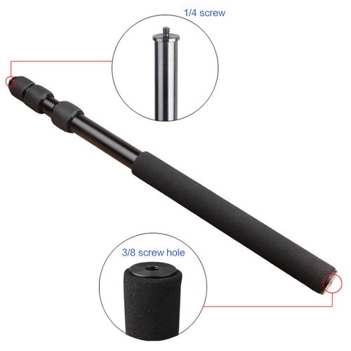 Protable Compact Lightweight Extendable Mini 2in1 Zoom Microphone Boom Pole Camera Monopod Padded Handle   Twist Lock 3 Sections NO5116
