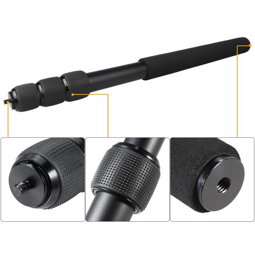 Protable Compact Lightweight Extendable Mini 2in1 Zoom Microphone Boom Pole Camera Monopod Padded Handle   Twist Lock 3 Sections NO5112