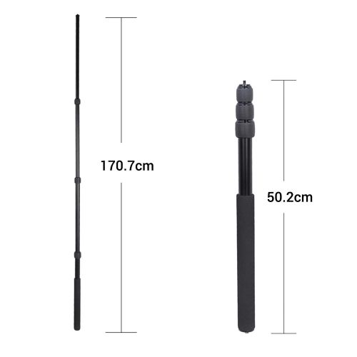 Protable Compact Lightweight Extendable Mini 2in1 Zoom Microphone Boom Pole Camera Monopod Padded Handle   Twist Lock 3 Sections NO5112