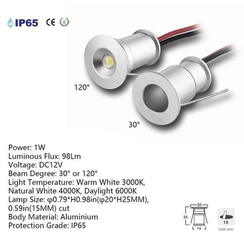 9pcs 1w Dc12v Ip65 Mini Led Spotlight Outdoor Party Star Spot Lighting Led Bulb Bedroom Kitchen Indoor Ceiling Recessed Lights