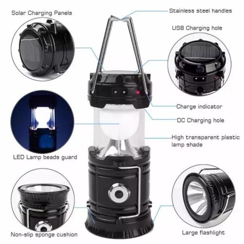 3 in 1 rejected solar camping light led USB camping light portable outdoor light foldable flashlight power bank