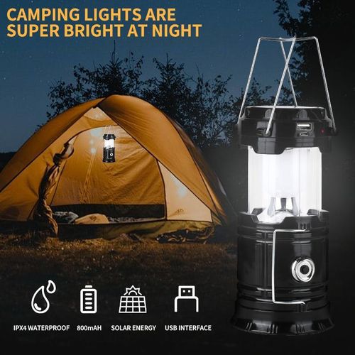 3 in 1 rejected solar camping light led USB camping light portable outdoor light foldable flashlight power bank