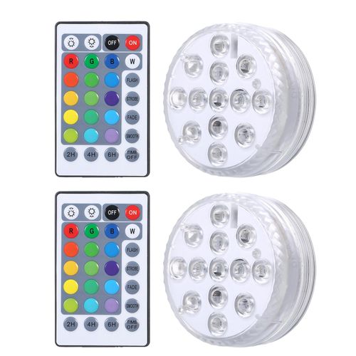 Submersible Pool Light with IR Remote Dimmable 13pcs RGBW LEDs Pond Fountain Lamp 16 Colors & 4 Lighting Modes Timer Function IP68 Waterproof Underwater Light 3 * AAA Battery(not included) Powered NO5111
