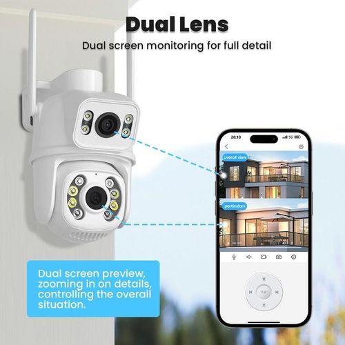 6MP Wireless Dual Lens PTZ WIFI Camera ICSee APP Two Ways Audio Security Protection Indoor Smart H More