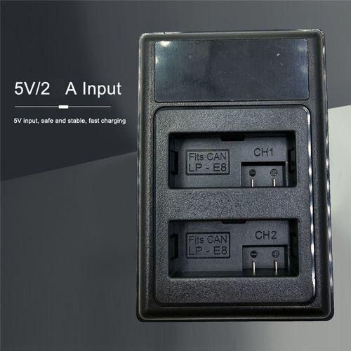 LP-E8 Charger LCD USB Dual Battery Charger for Canon EOS NO5112