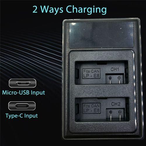 LP-E8 Charger LCD USB Dual Battery Charger for Canon EOS NO5112