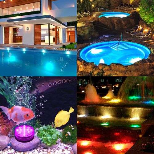 Submersible Pool Light with IR Remote Dimmable 13pcs RGBW LEDs Pond Fountain Lamp 16 Colors & 4 Lighting Modes Timer Function IP68 Waterproof Underwater Light 3 * AAA Battery(not included) Powered NO5112