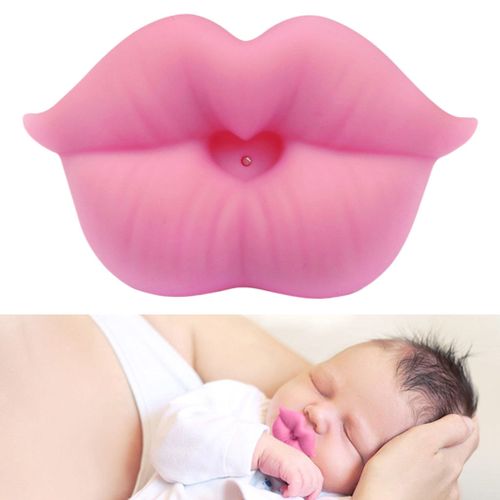 2Pieces Soft  Pacifiers Lip Shaped  Teether Pink
