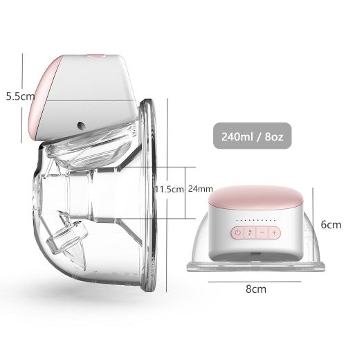 YOUHA Wearable Breast Pump Hands Free Electric Single Portable Wearable Breast Cup 8oz/ 240ml BPA-free 3 Modes 10 Suction Levels Comfort Breastfeeding Milk Collector