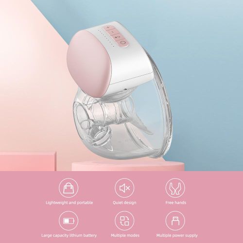 YOUHA Wearable Breast Pump Hands Free Electric Single Portable Wearable Breast Cup 8oz/ 240ml BPA-free 3 Modes 10 Suction Levels Comfort Breastfeeding Milk Collector