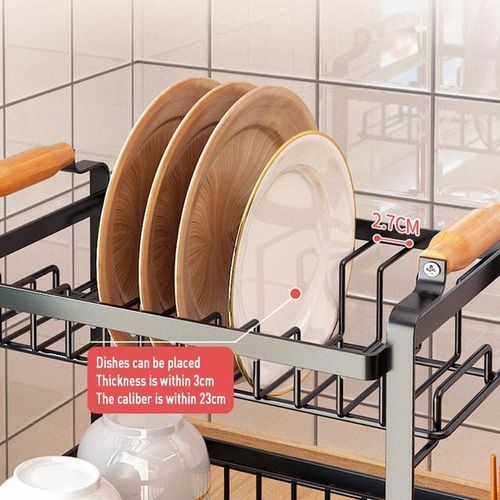 2 Tier Kitchen Storage Rack Dish Drainer Home Plate Bowl Chopsticks Storage Shelf Utensil Holder