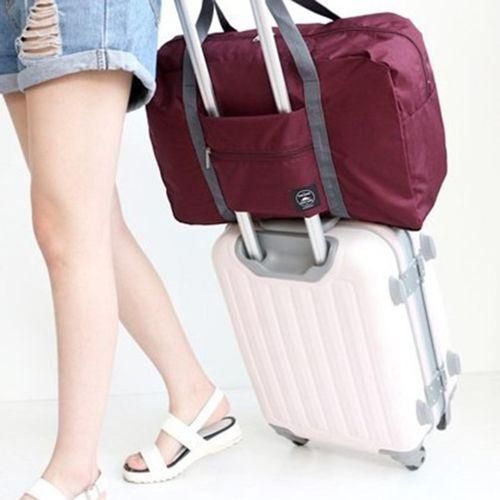 Foldable Travel Duffel Bag For Women Men Oxford Cloth Red