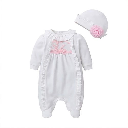Baby Girls Sweet Jumpsuits with Beanie Cute Jumpsuit with Comfortable Cotton for Baby Outgoing Playing Costume NO5274