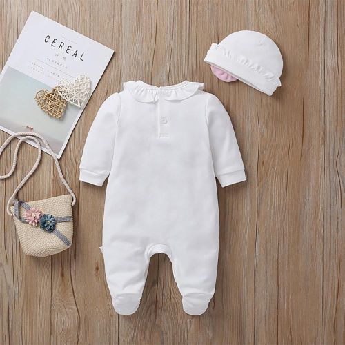 Baby Girls Sweet Jumpsuits with Beanie Cute Jumpsuit with Comfortable Cotton for Baby Outgoing Playing Costume NO5274
