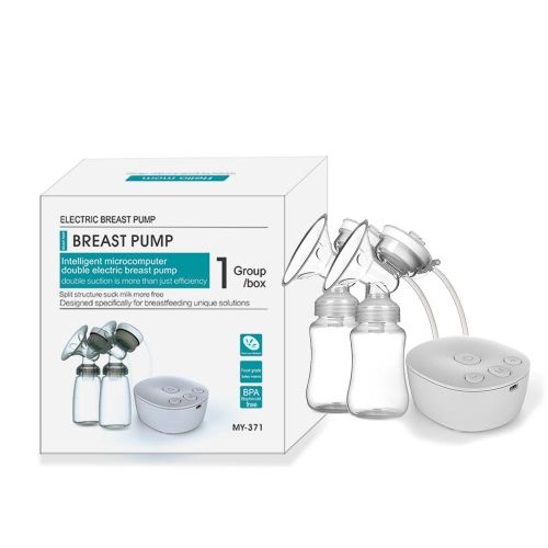 Double Electric Breast Pump Hands Free Breast Pump for Breastfeeding 2 Modes & 9 Adjustable Levels Low Noise Anti-Backflow USB Powered with 2pcs 150ml Milk Bottles NO5115