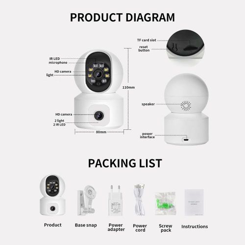 1080P HD Wireless Security Camera WiFi Camera with 360°Motion Tracking IR Night Vision 2-Way Audio - us My