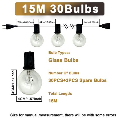 25FT Patio String Light Christmas G40 Globe